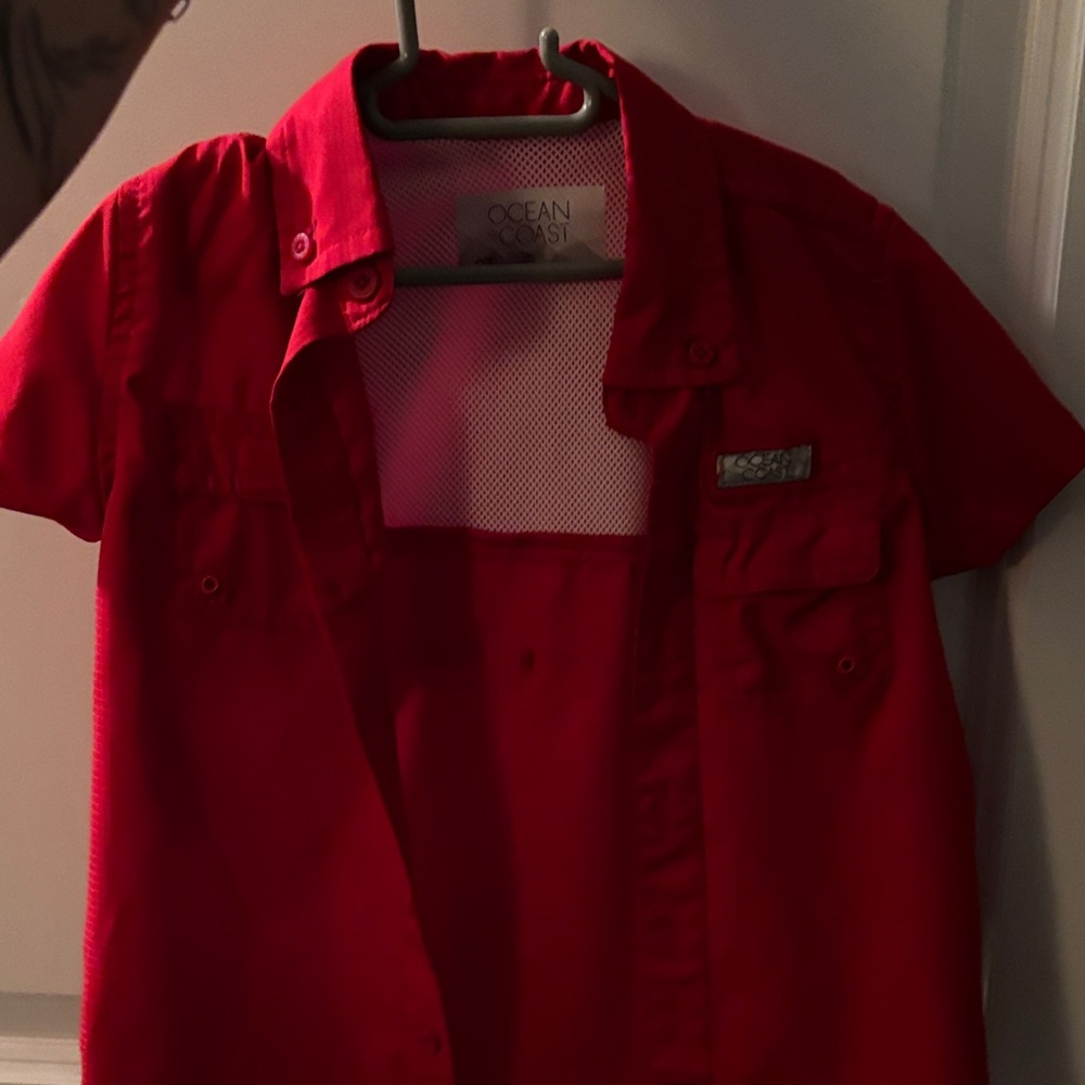 Ocean Coast Kids Red Button Down Shirt